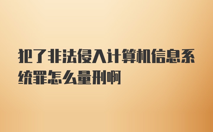 犯了非法侵入计算机信息系统罪怎么量刑啊