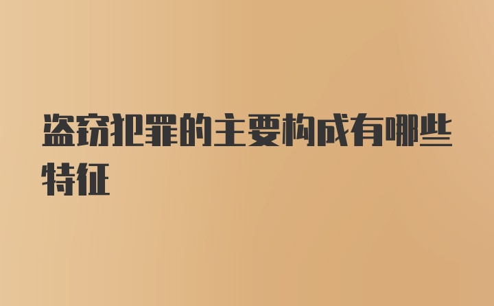 盗窃犯罪的主要构成有哪些特征