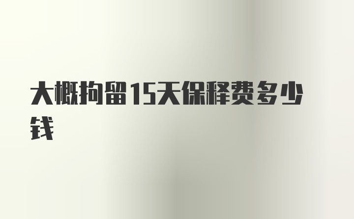 大概拘留15天保释费多少钱