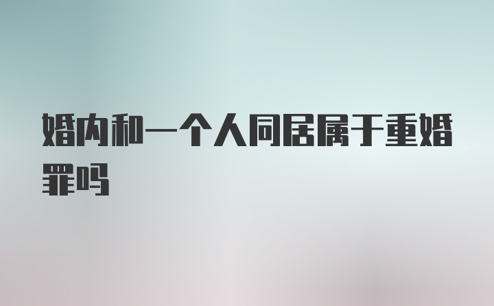 婚内和一个人同居属于重婚罪吗