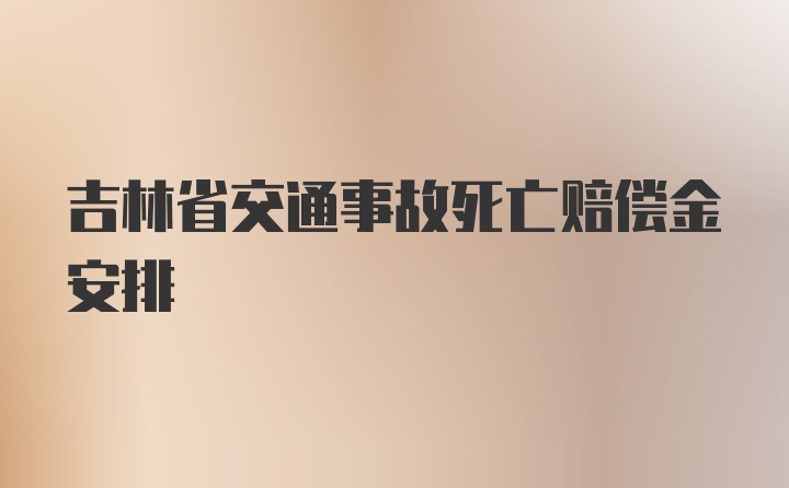 吉林省交通事故死亡赔偿金安排