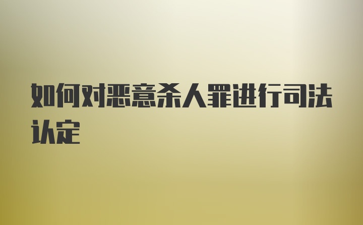 如何对恶意杀人罪进行司法认定