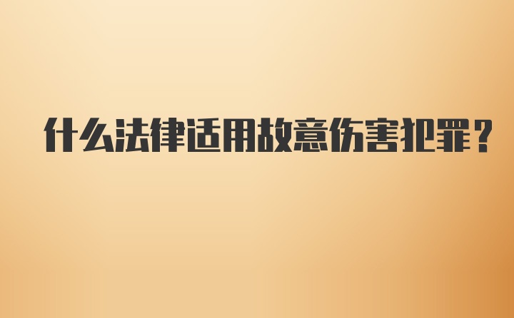 什么法律适用故意伤害犯罪?