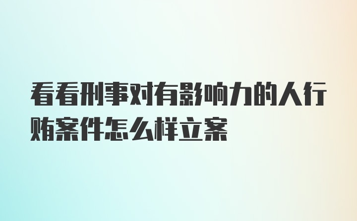 看看刑事对有影响力的人行贿案件怎么样立案