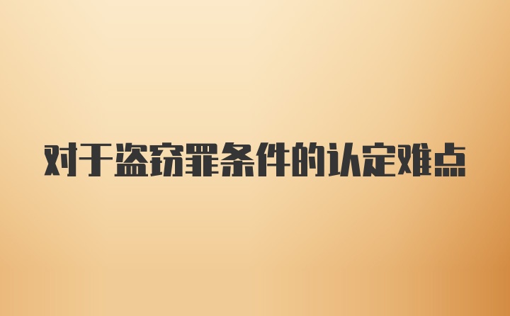 对于盗窃罪条件的认定难点