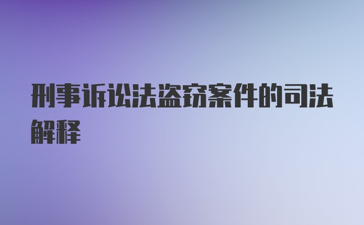 刑事诉讼法盗窃案件的司法解释