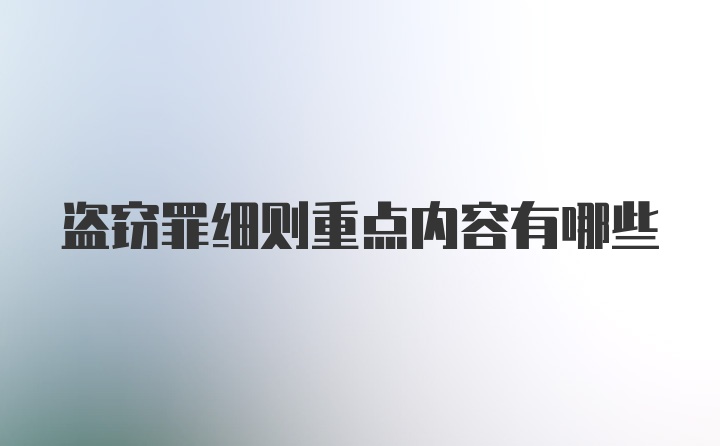 盗窃罪细则重点内容有哪些