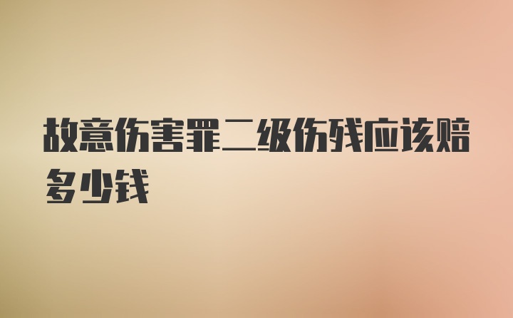 故意伤害罪二级伤残应该赔多少钱