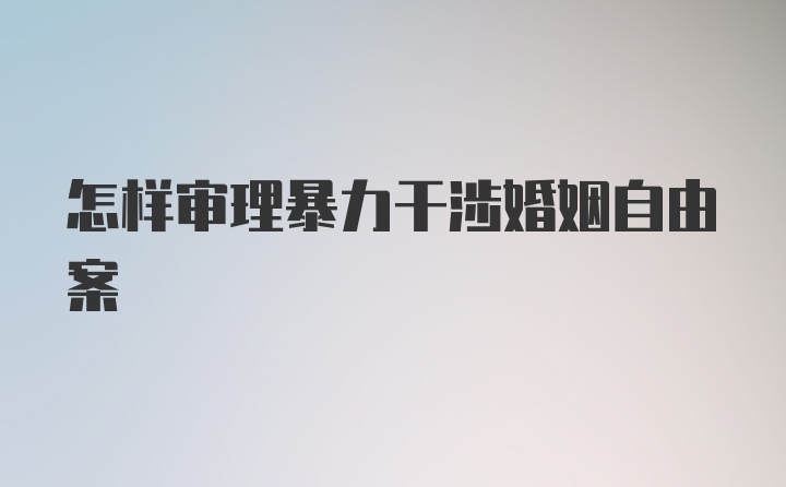 怎样审理暴力干涉婚姻自由案