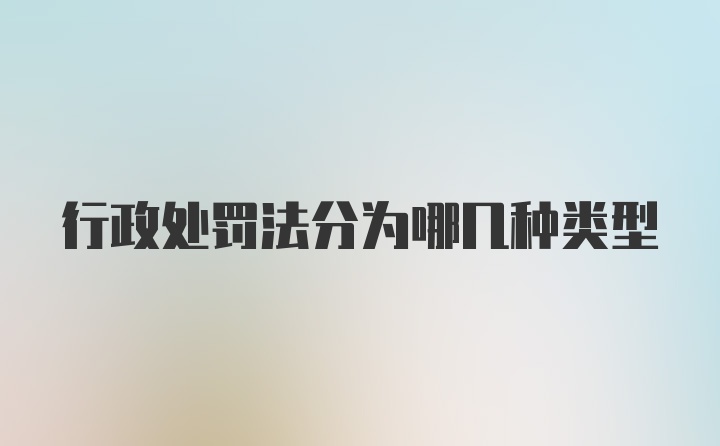 行政处罚法分为哪几种类型