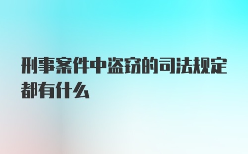 刑事案件中盗窃的司法规定都有什么