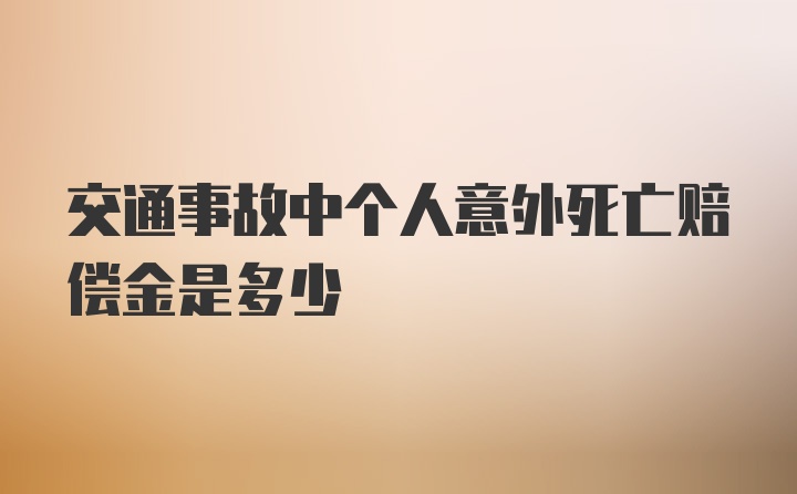 交通事故中个人意外死亡赔偿金是多少