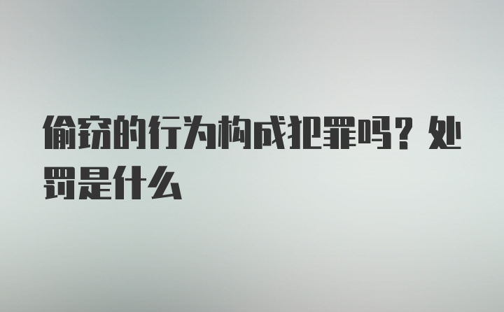 偷窃的行为构成犯罪吗？处罚是什么