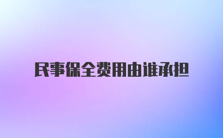 民事保全费用由谁承担