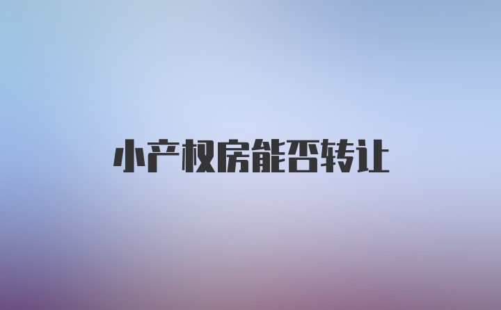 小产权房能否转让