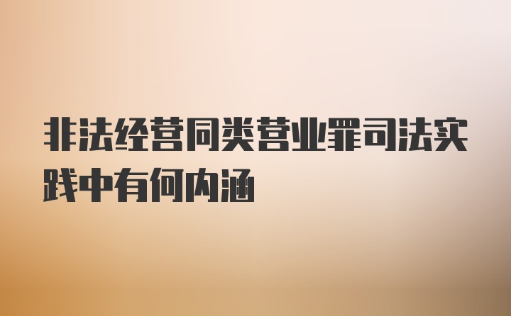 非法经营同类营业罪司法实践中有何内涵