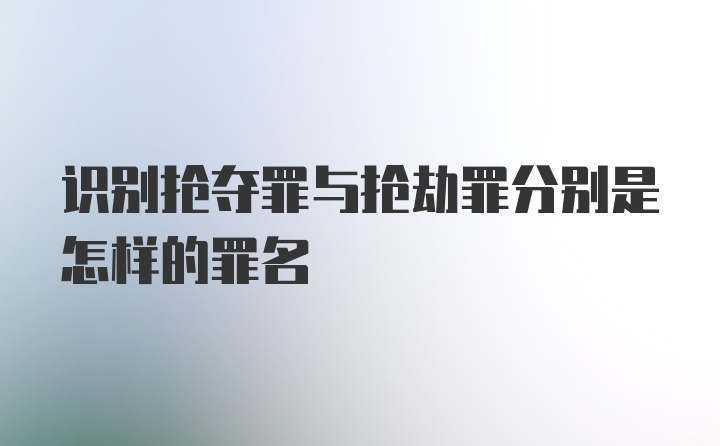 识别抢夺罪与抢劫罪分别是怎样的罪名