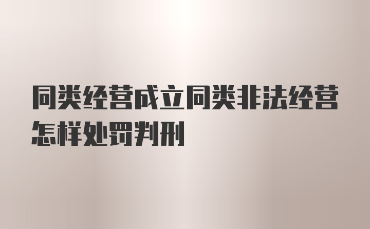 同类经营成立同类非法经营怎样处罚判刑