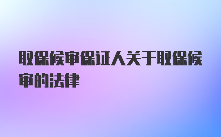 取保候审保证人关于取保候审的法律