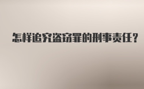 怎样追究盗窃罪的刑事责任？