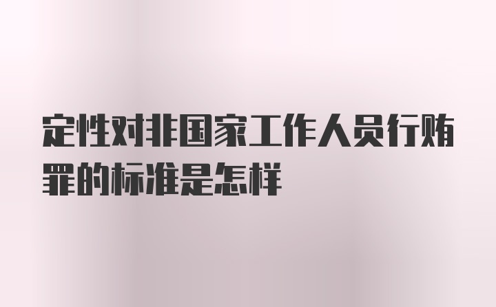 定性对非国家工作人员行贿罪的标准是怎样