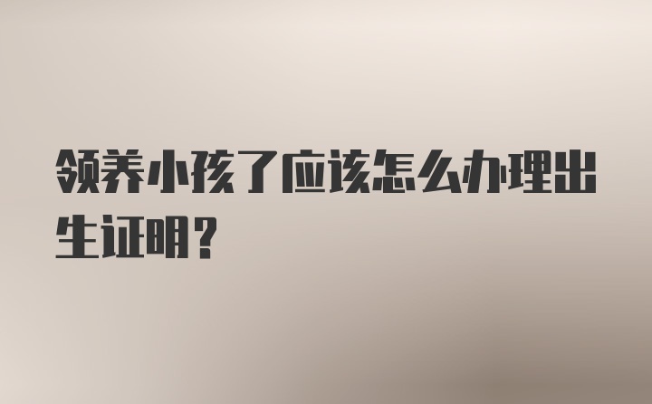 领养小孩了应该怎么办理出生证明？