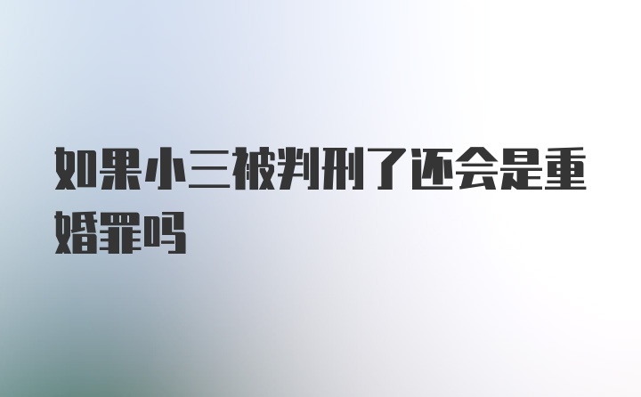 如果小三被判刑了还会是重婚罪吗