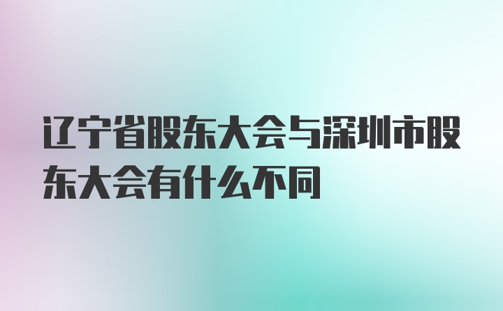 辽宁省股东大会与深圳市股东大会有什么不同