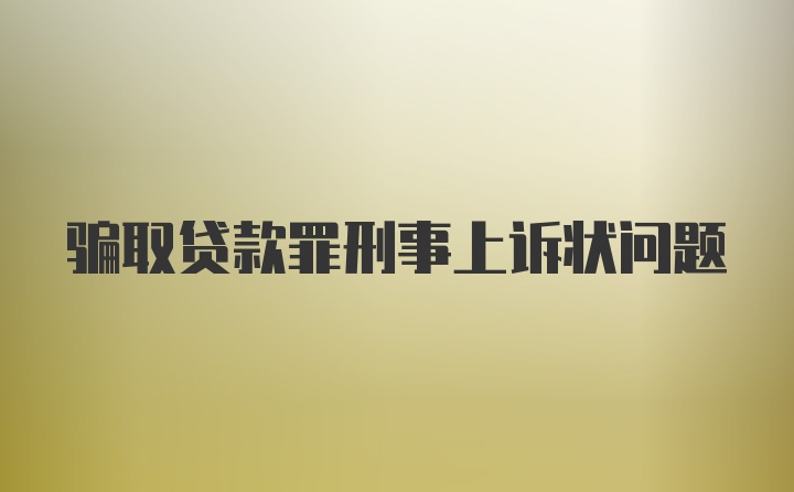 骗取贷款罪刑事上诉状问题