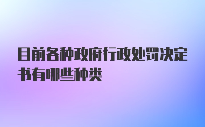 目前各种政府行政处罚决定书有哪些种类