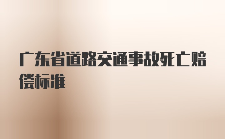 广东省道路交通事故死亡赔偿标准