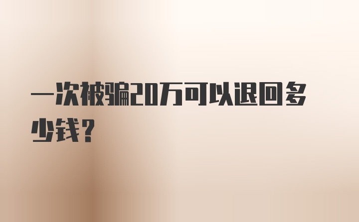 一次被骗20万可以退回多少钱？