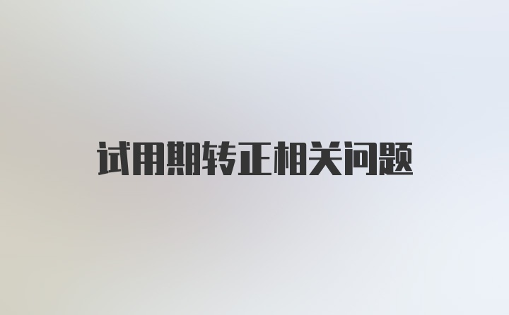 试用期转正相关问题