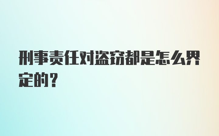 刑事责任对盗窃都是怎么界定的？