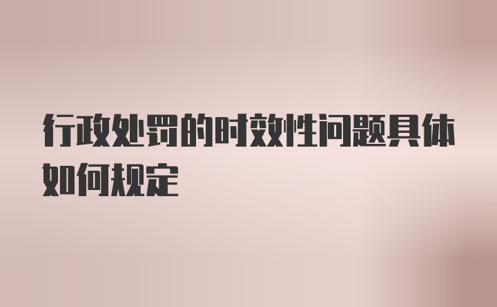 行政处罚的时效性问题具体如何规定