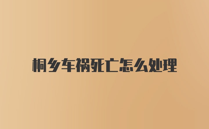 桐乡车祸死亡怎么处理