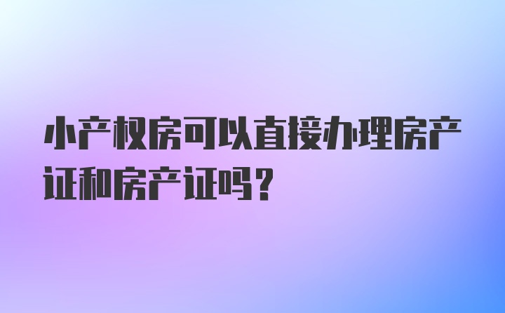 小产权房可以直接办理房产证和房产证吗？