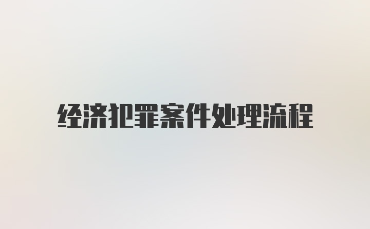 经济犯罪案件处理流程