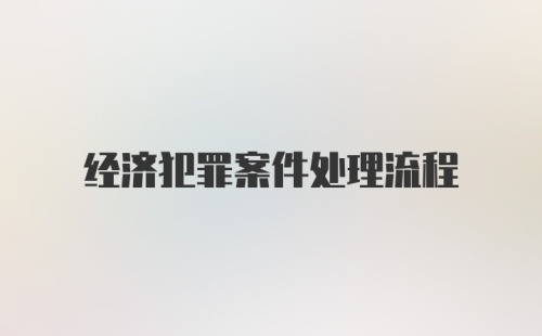 经济犯罪案件处理流程