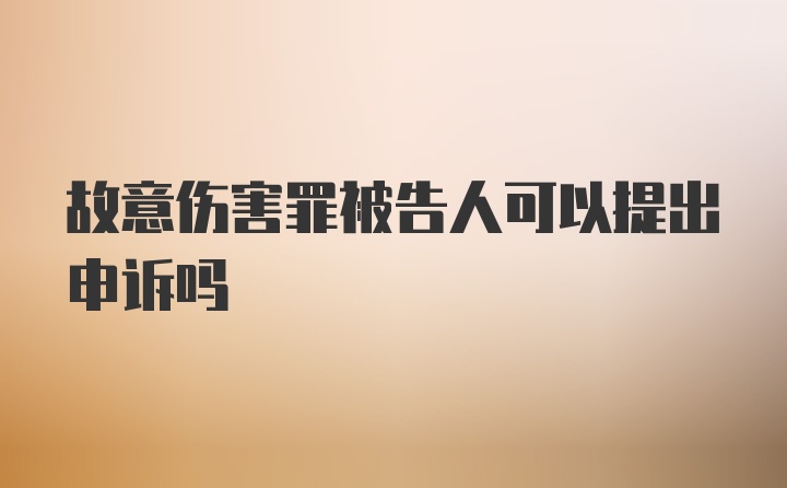 故意伤害罪被告人可以提出申诉吗