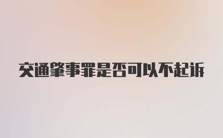 交通肇事罪是否可以不起诉