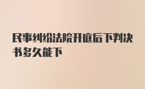 民事纠纷法院开庭后下判决书多久能下