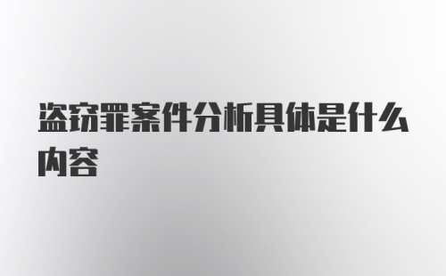 盗窃罪案件分析具体是什么内容