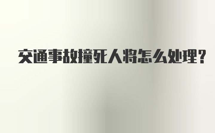 交通事故撞死人将怎么处理？