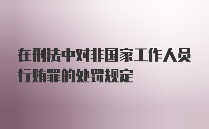 在刑法中对非国家工作人员行贿罪的处罚规定