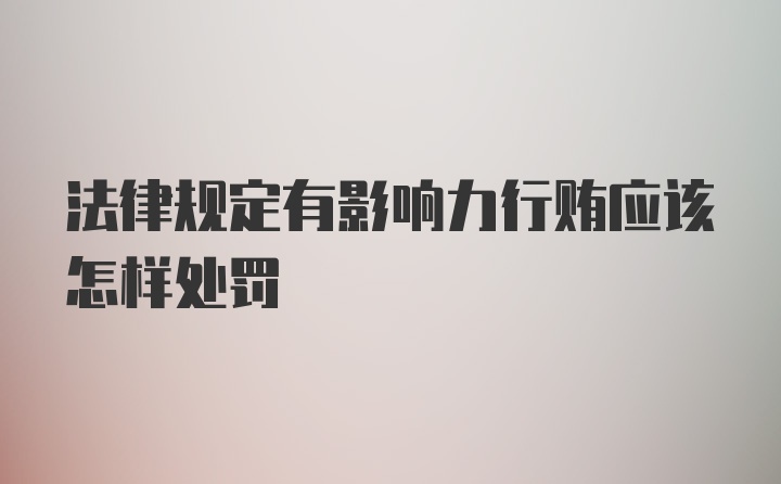 法律规定有影响力行贿应该怎样处罚