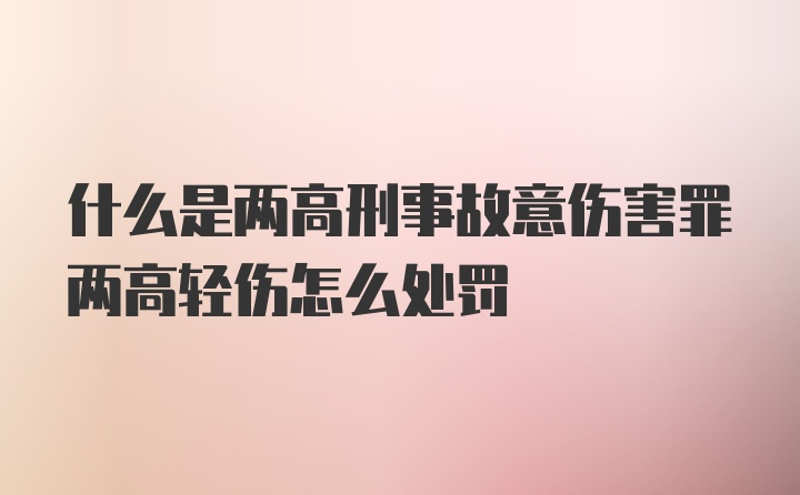 什么是两高刑事故意伤害罪两高轻伤怎么处罚