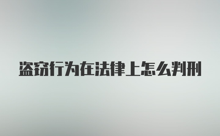 盗窃行为在法律上怎么判刑