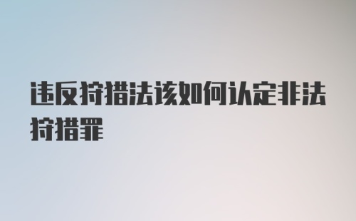 违反狩猎法该如何认定非法狩猎罪