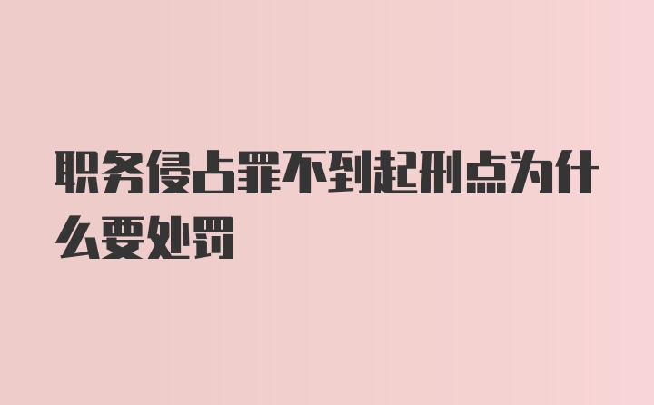 职务侵占罪不到起刑点为什么要处罚